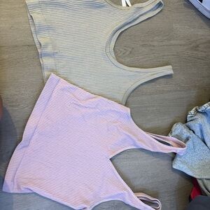 Ribbed Tank Tops in Cream and Pink